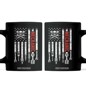 Mechanic American Flag Vintage Skull Auto Repair Handyman Coffee Mug