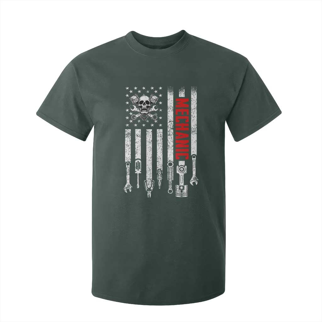 Mechanic American Flag Vintage Skull Auto Repair Handyman T Shirt For Kid