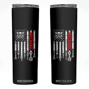 Mechanic American Flag Vintage Skull Auto Repair Handyman Skinny Tumbler