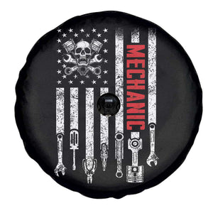 Mechanic American Flag Vintage Skull Auto Repair Handyman Spare Tire Cover