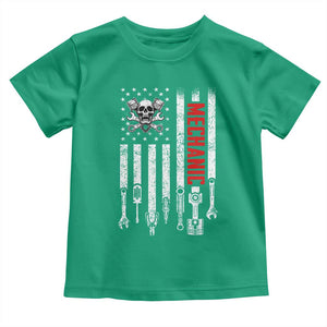 Mechanic American Flag Vintage Skull Auto Repair Handyman Toddler T Shirt
