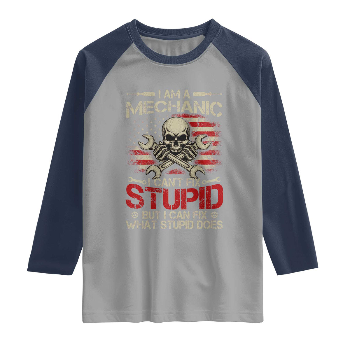 I Am A Mechanic I Can't Fix Stupid But I Can Fix What Stupid Does Raglan Shirt Funny Car Guy