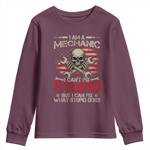 I Am A Mechanic I Can't Fix Stupid But I Can Fix What Stupid Does Youth Sweatshirt Funny Car Guy