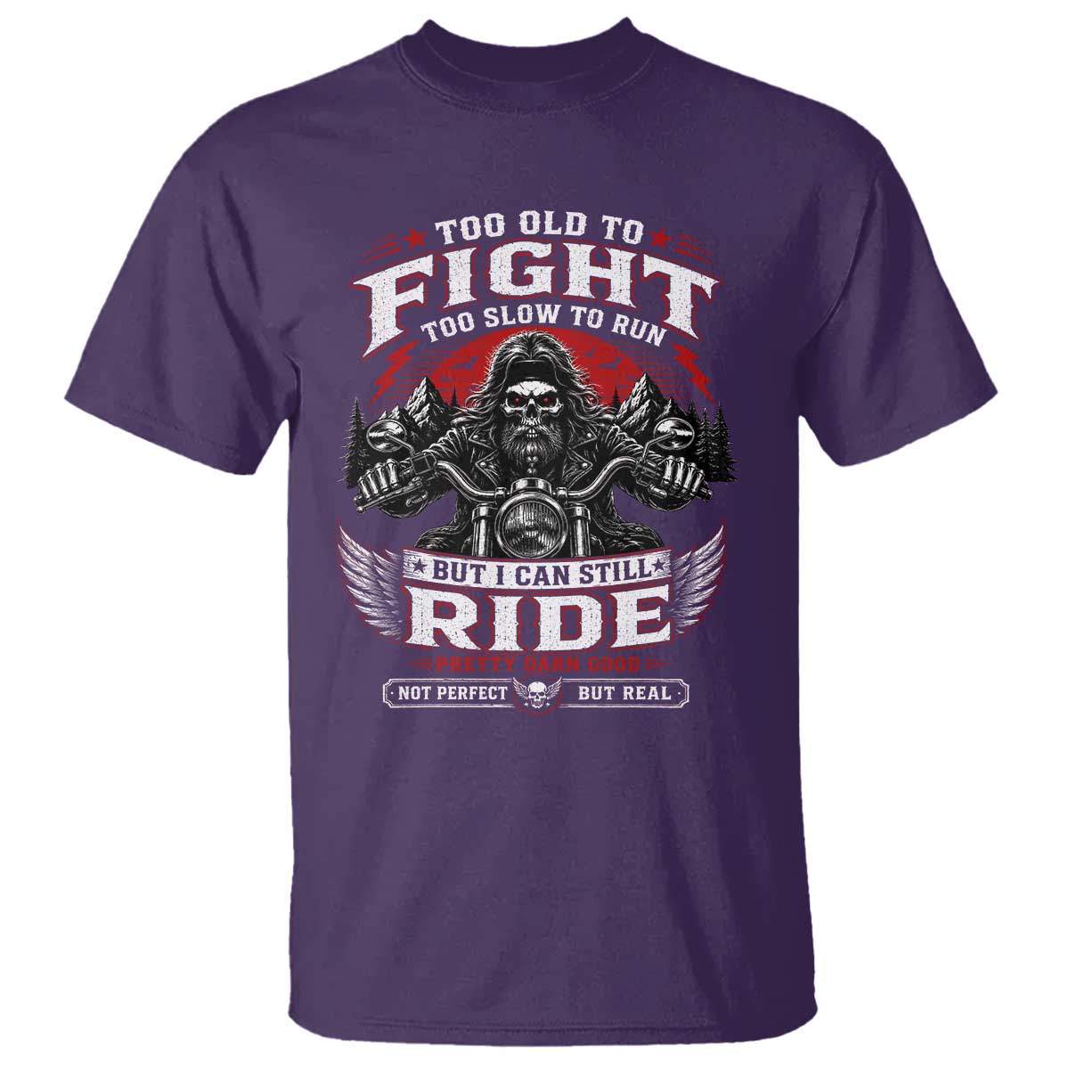 Funny Motorcycle Grandpa T Shirt Too Old To Fight Too Slow To Run But I Can Still Ride Pretty Darn Good