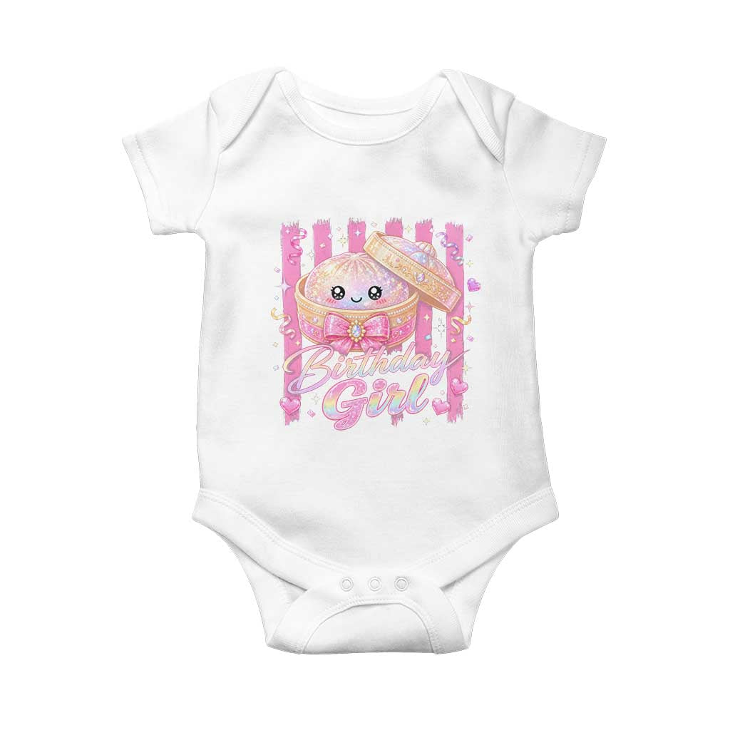 Birthday Girl Cute Glitter Dumpling Baby Onesie Kawaii Food Squishy Summer Stripes