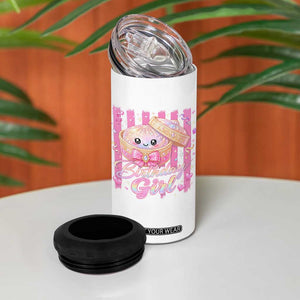Birthday Girl Cute Glitter Dumpling 4 in 1 Can Cooler Tumbler Kawaii Food Squishy Summer Stripes