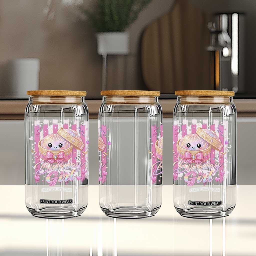 Birthday Girl Cute Glitter Dumpling Glass Can Kawaii Food Squishy Summer Stripes