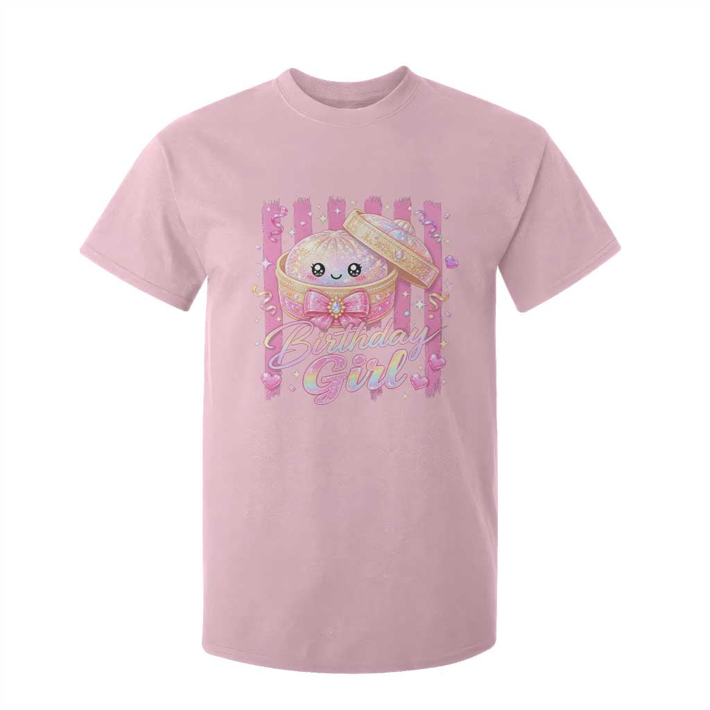 Birthday Girl Cute Glitter Dumpling T Shirt For Kid Kawaii Food Squishy Summer Stripes