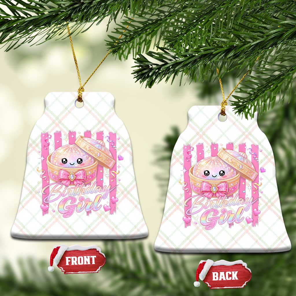 Birthday Girl Cute Glitter Dumpling Ceramic Ornament Kawaii Food Squishy Summer Stripes