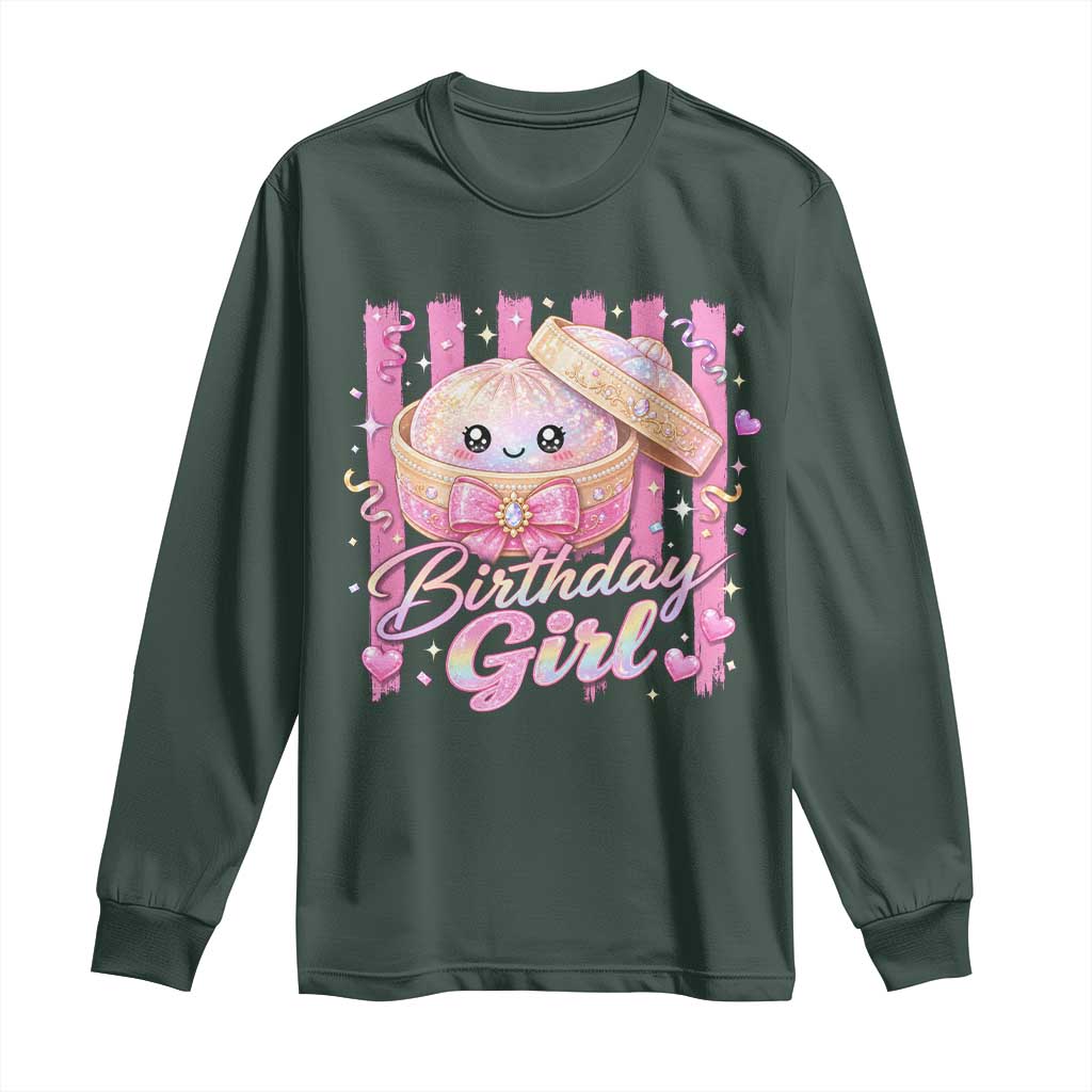 Birthday Girl Cute Glitter Dumpling Long Sleeve Shirt Kawaii Food Squishy Summer Stripes