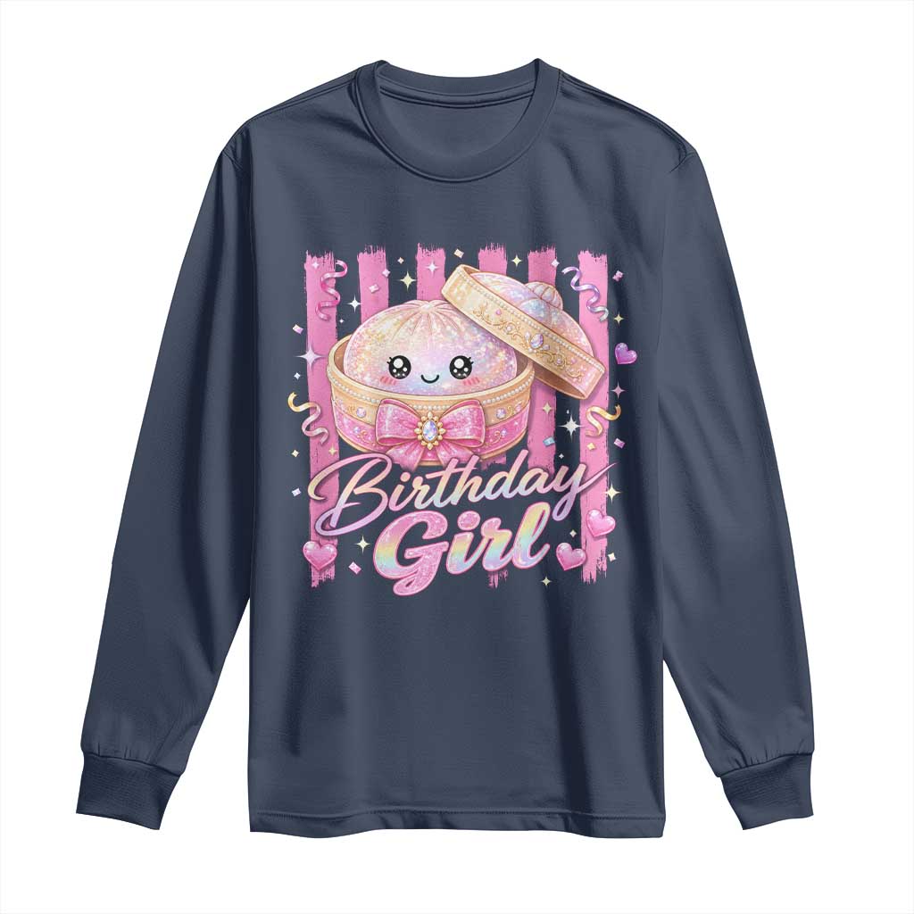 Birthday Girl Cute Glitter Dumpling Long Sleeve Shirt Kawaii Food Squishy Summer Stripes