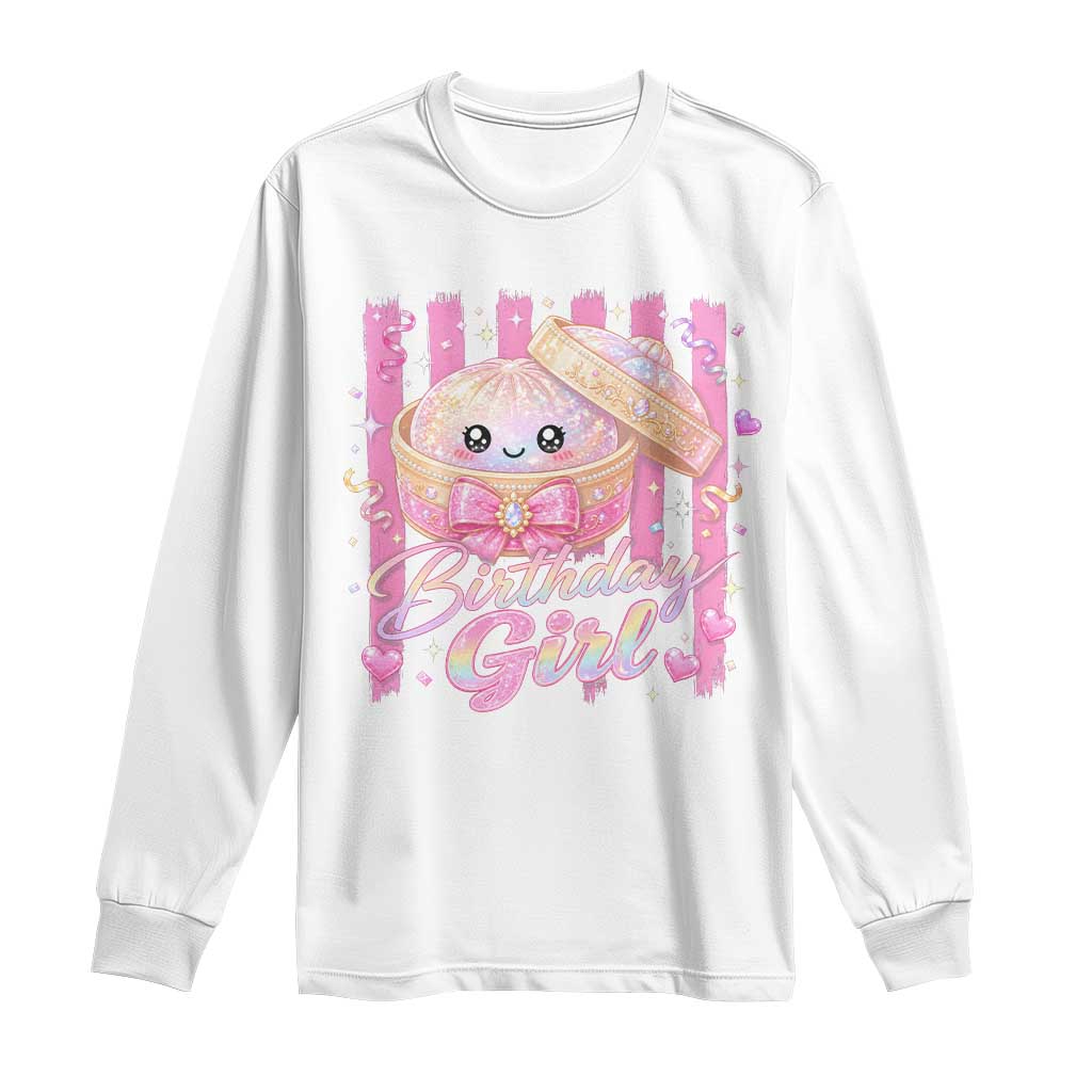 Birthday Girl Cute Glitter Dumpling Long Sleeve Shirt Kawaii Food Squishy Summer Stripes
