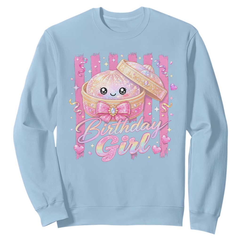 Birthday Girl Cute Glitter Dumpling Sweatshirt Kawaii Food Squishy Summer Stripes