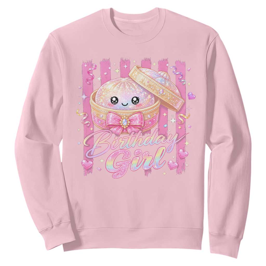 Birthday Girl Cute Glitter Dumpling Sweatshirt Kawaii Food Squishy Summer Stripes