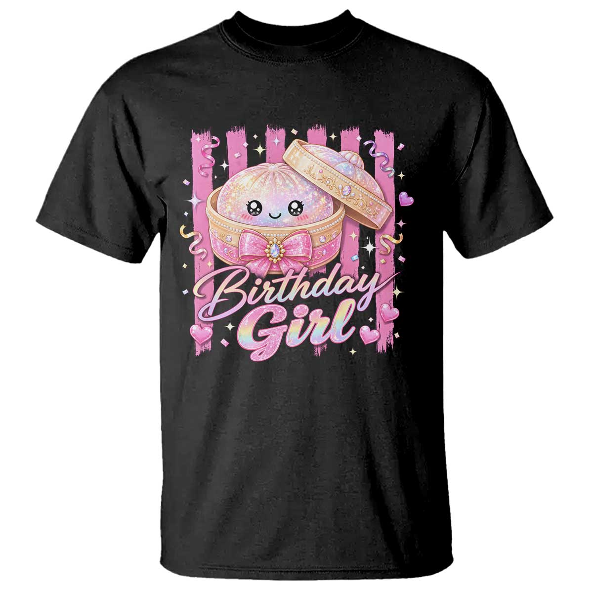 Birthday Girl Cute Glitter Dumpling T Shirt Kawaii Food Squishy Summer Stripes