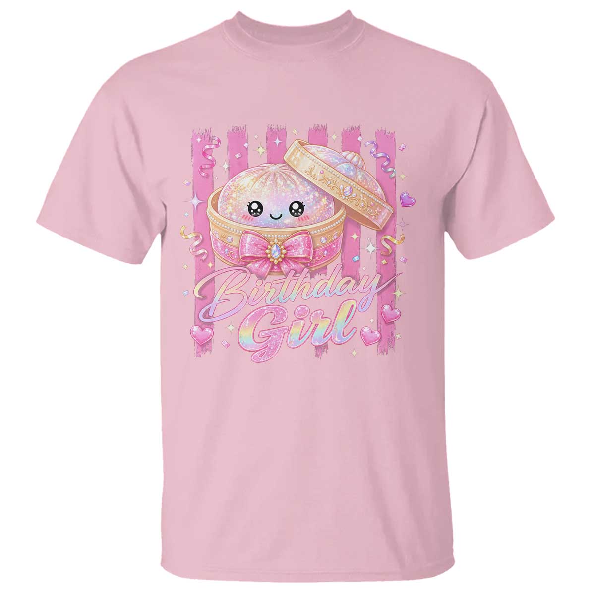 Birthday Girl Cute Glitter Dumpling T Shirt Kawaii Food Squishy Summer Stripes