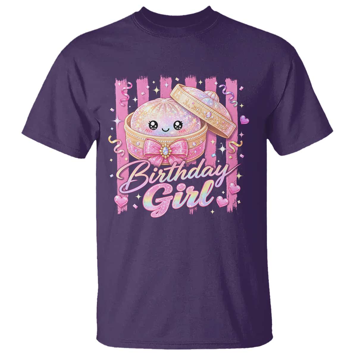 Birthday Girl Cute Glitter Dumpling T Shirt Kawaii Food Squishy Summer Stripes