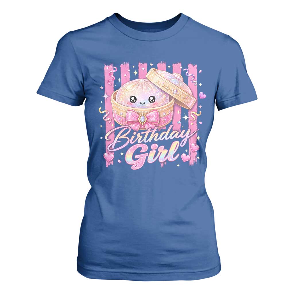 Birthday Girl Cute Glitter Dumpling T Shirt For Women Kawaii Food Squishy Summer Stripes
