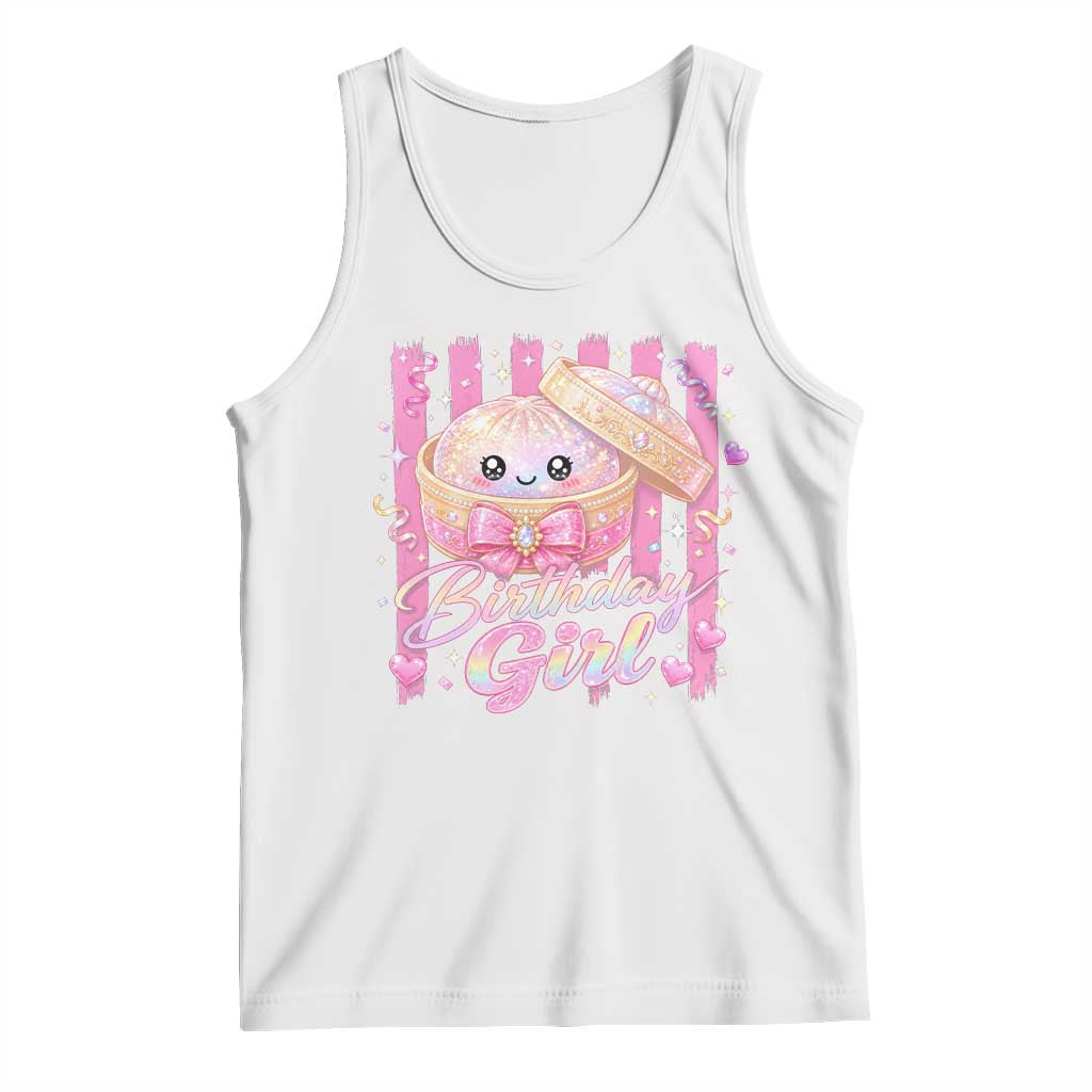 Birthday Girl Cute Glitter Dumpling Tank Top Kawaii Food Squishy Summer Stripes TS11 White Print Your Wear