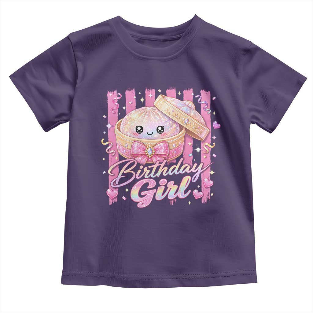 Birthday Girl Cute Glitter Dumpling Toddler T Shirt Kawaii Food Squishy Summer Stripes