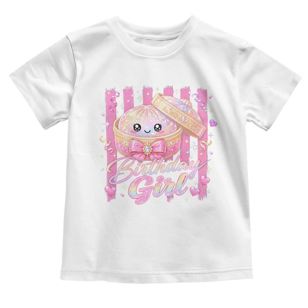Birthday Girl Cute Glitter Dumpling Toddler T Shirt Kawaii Food Squishy Summer Stripes