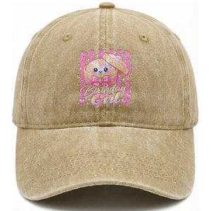 Birthday Girl Cute Glitter Dumpling Washed Cotton Baseball Cap Kawaii Food Squishy Summer Stripes
