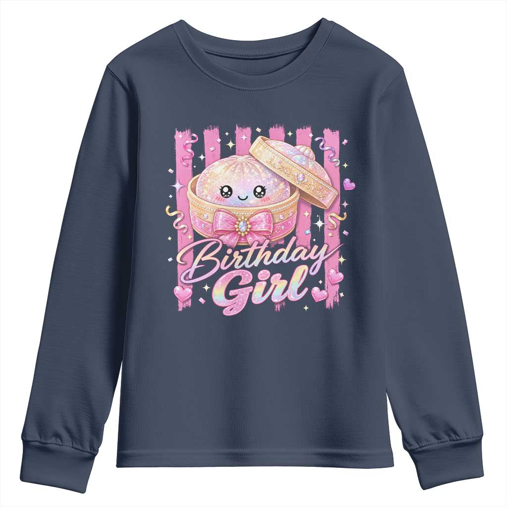 Birthday Girl Cute Glitter Dumpling Youth Sweatshirt Kawaii Food Squishy Summer Stripes