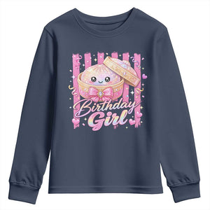 Birthday Girl Cute Glitter Dumpling Youth Sweatshirt Kawaii Food Squishy Summer Stripes