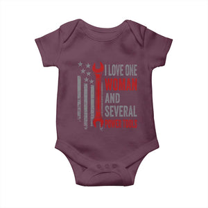 I Love One Woman And Several Power Tools Baby Onesie Funny Mechanic Handyman Carpenter TS11 Maroon Print Your Wear