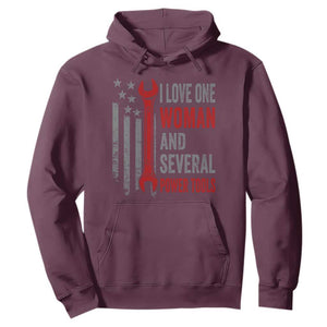 I Love One Woman And Several Power Tools Hoodie Funny Mechanic Handyman Carpenter TS11 Maroon Print Your Wear