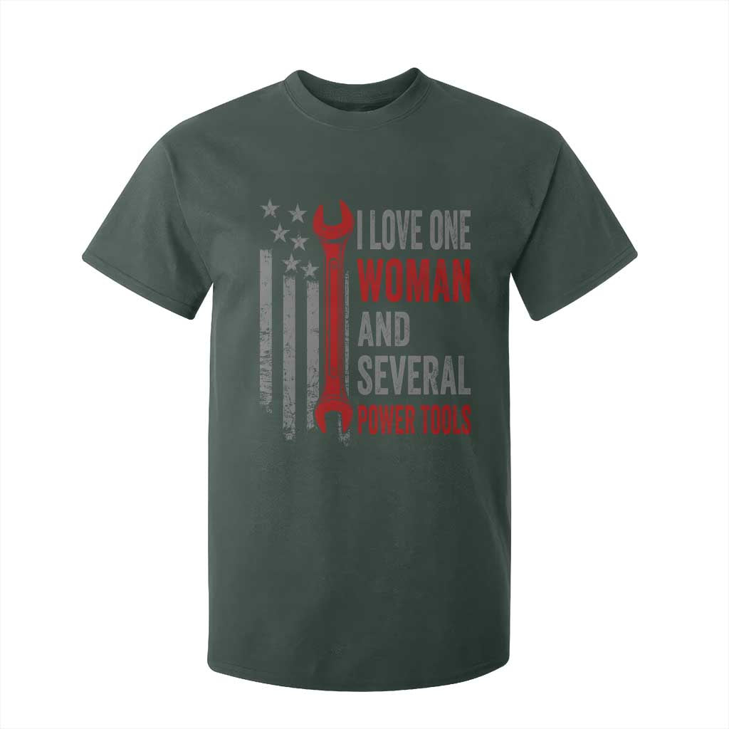 I Love One Woman And Several Power Tools T Shirt For Kid Funny Mechanic Handyman Carpenter TS11 Dark Forest Green Print Your Wear