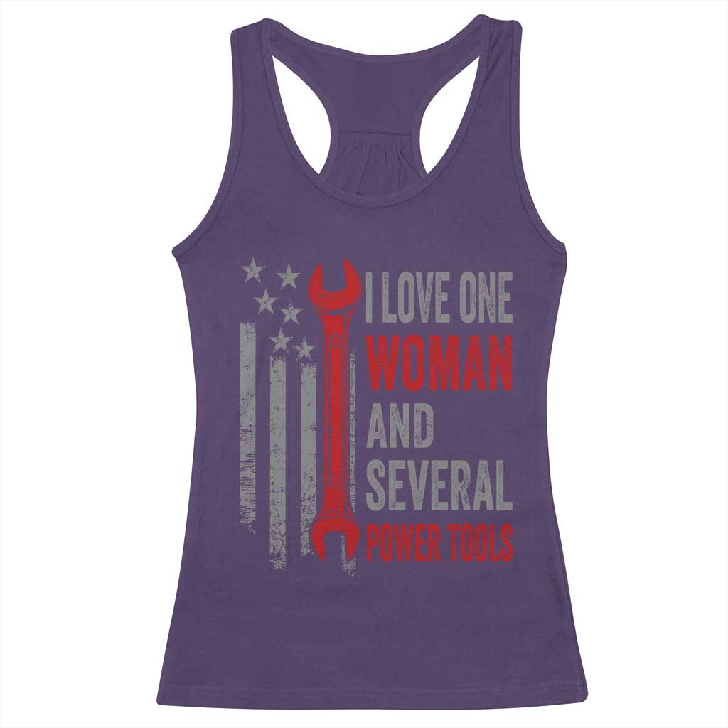I Love One Woman And Several Power Tools Racerback Tank Top Funny Mechanic Handyman Carpenter TS11 Purple Print Your Wear