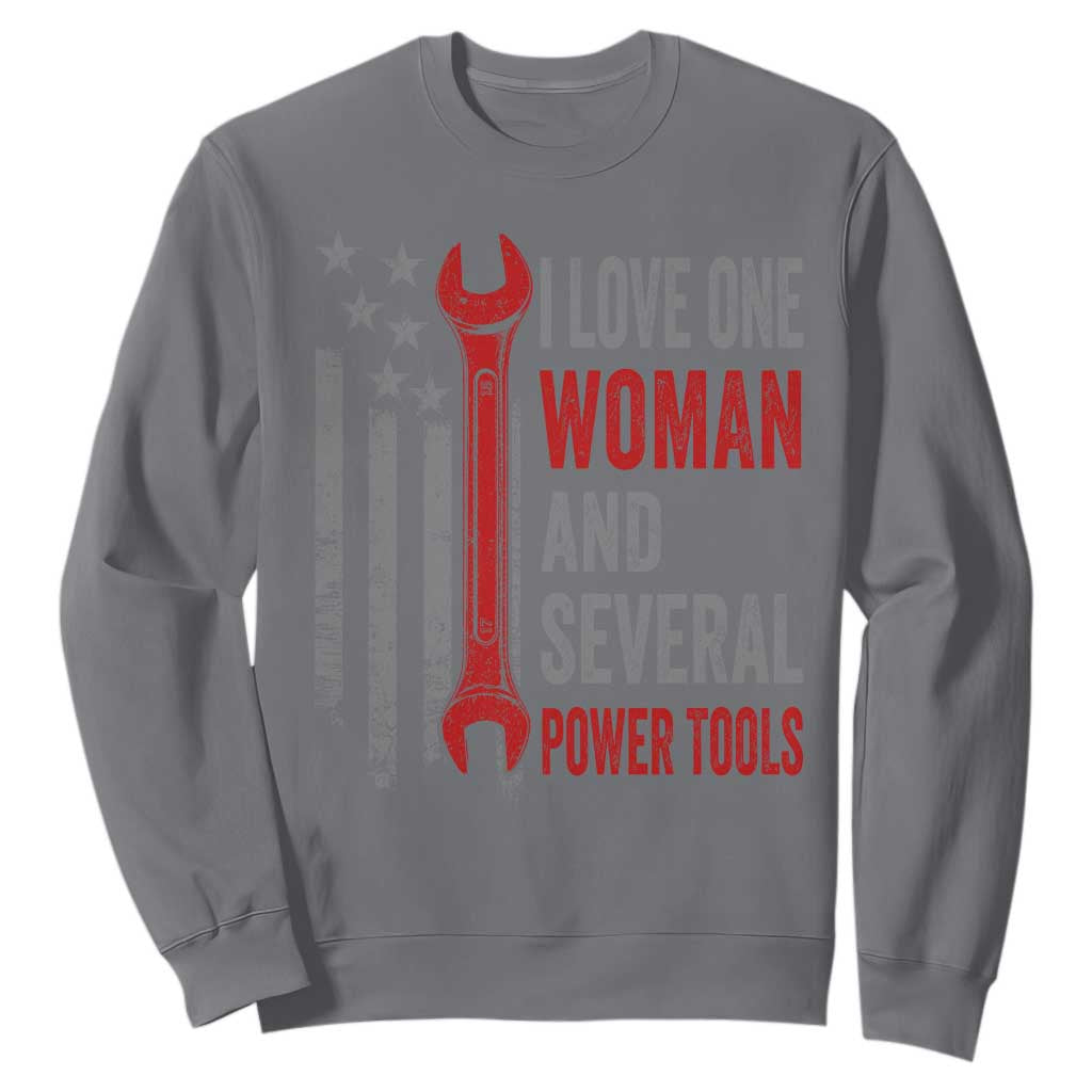 I Love One Woman And Several Power Tools Sweatshirt Funny Mechanic Handyman Carpenter TS11 Charcoal Print Your Wear