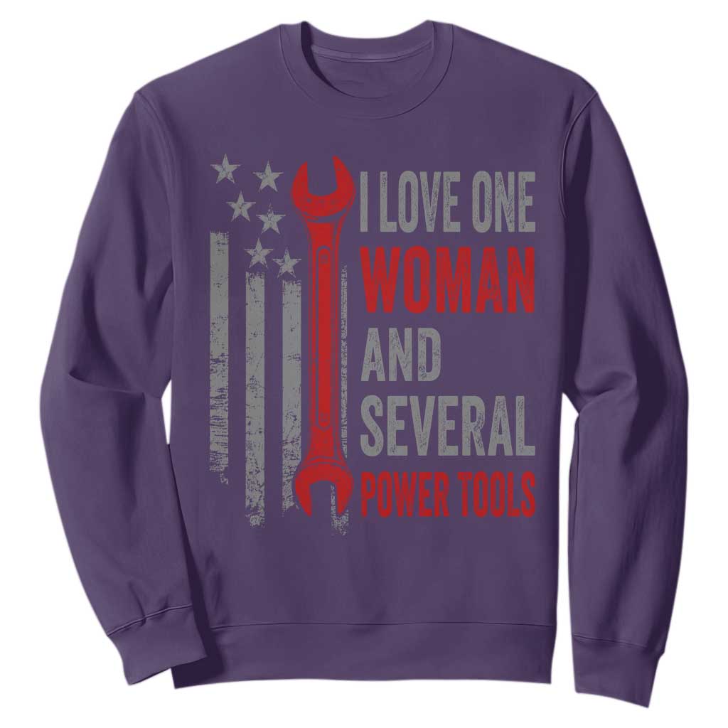 I Love One Woman And Several Power Tools Sweatshirt Funny Mechanic Handyman Carpenter TS11 Purple Print Your Wear