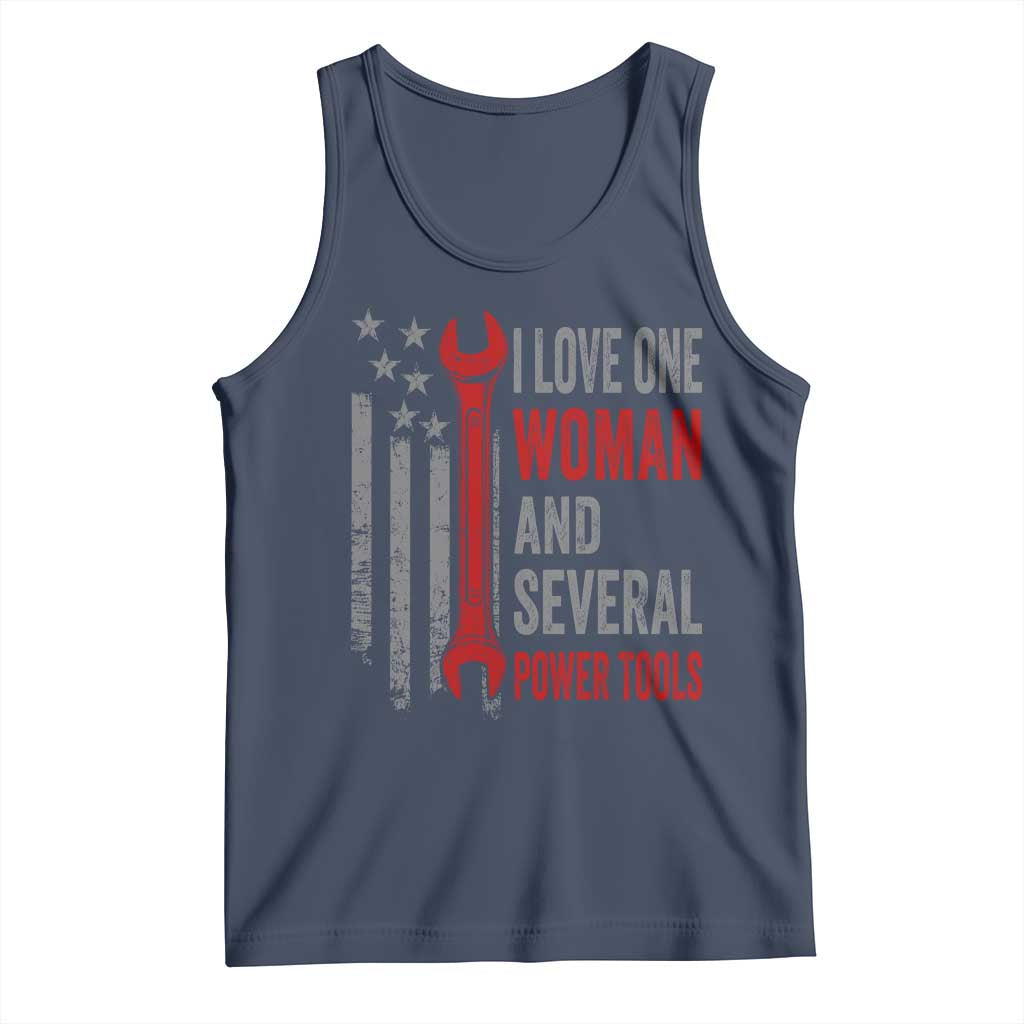 I Love One Woman And Several Power Tools Tank Top Funny Mechanic Handyman Carpenter TS11 Navy Print Your Wear