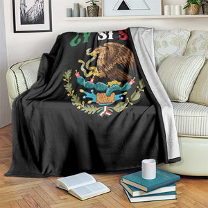 Mexican Y Si Si Throw Blanket Escudo Mexico Coat of Arms Funny Hispanic Saying TS11 Print Your Wear