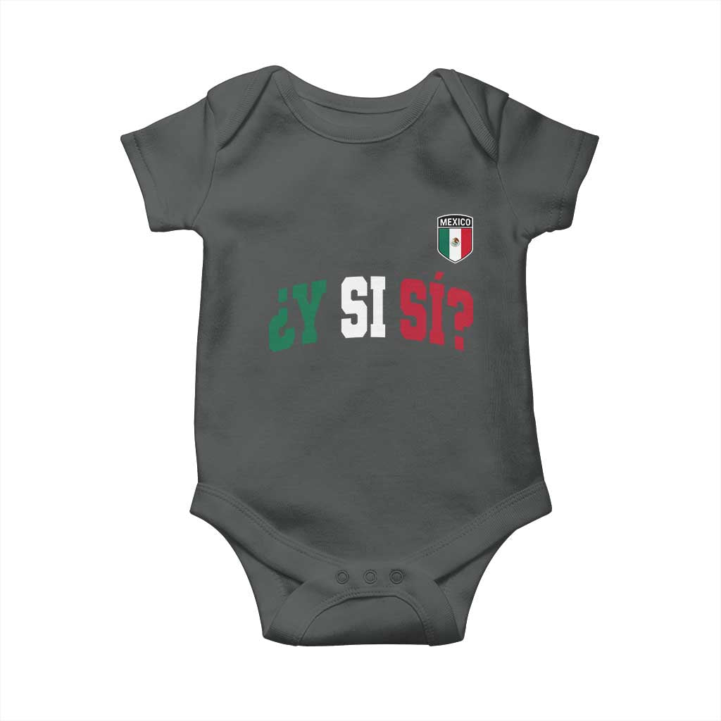 Mexican Y Si Si Football Jersey Style Baby Onesie Funny Mexico Roots TS11 Dark Heather Print Your Wear