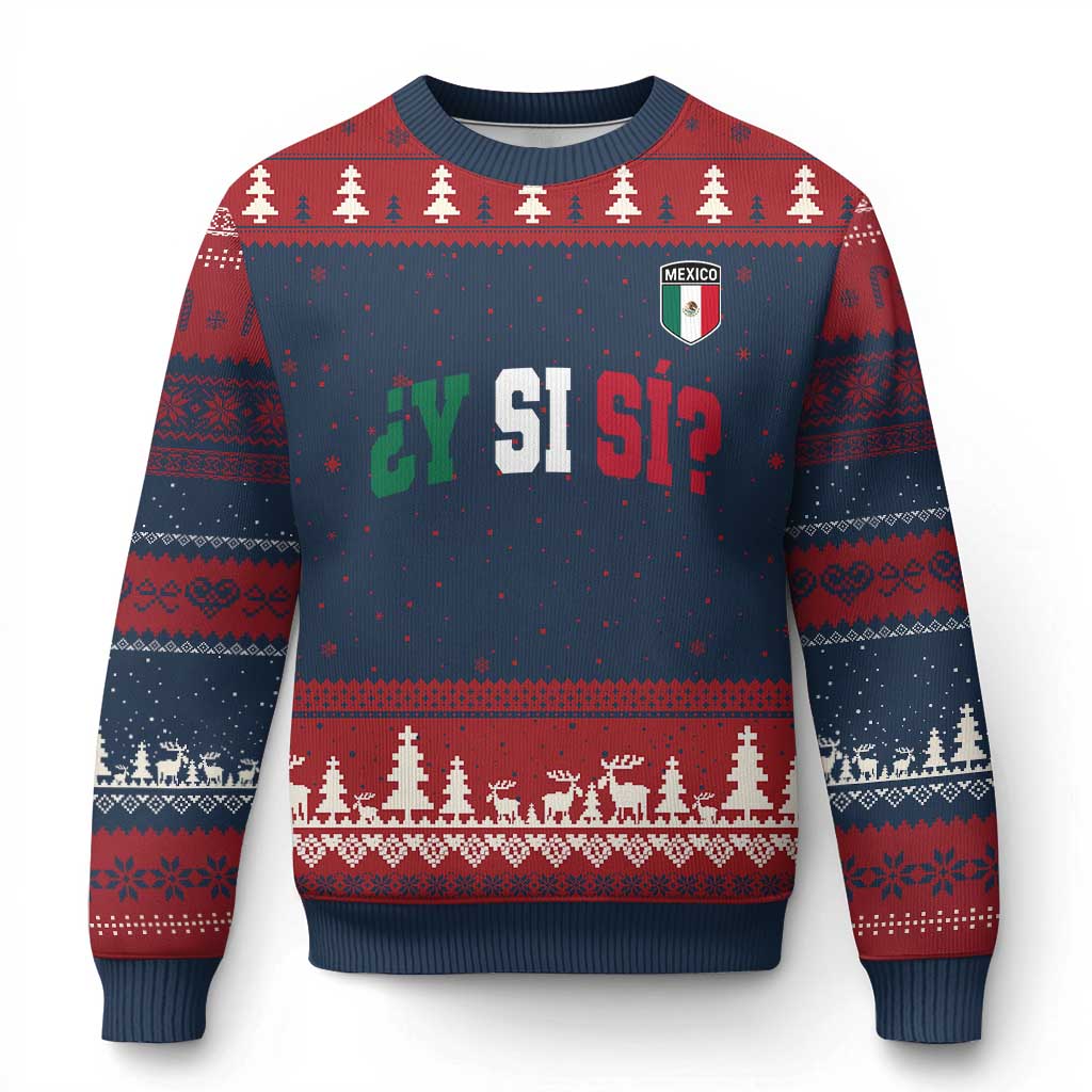Mexican Y Si Si Football Jersey Style Ugly Christmas Sweater Funny Mexico Roots TS11 Navy Red Print Your Wear