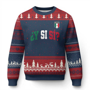 Mexican Y Si Si Football Jersey Style Ugly Christmas Sweater Funny Mexico Roots TS11 Navy Red Print Your Wear