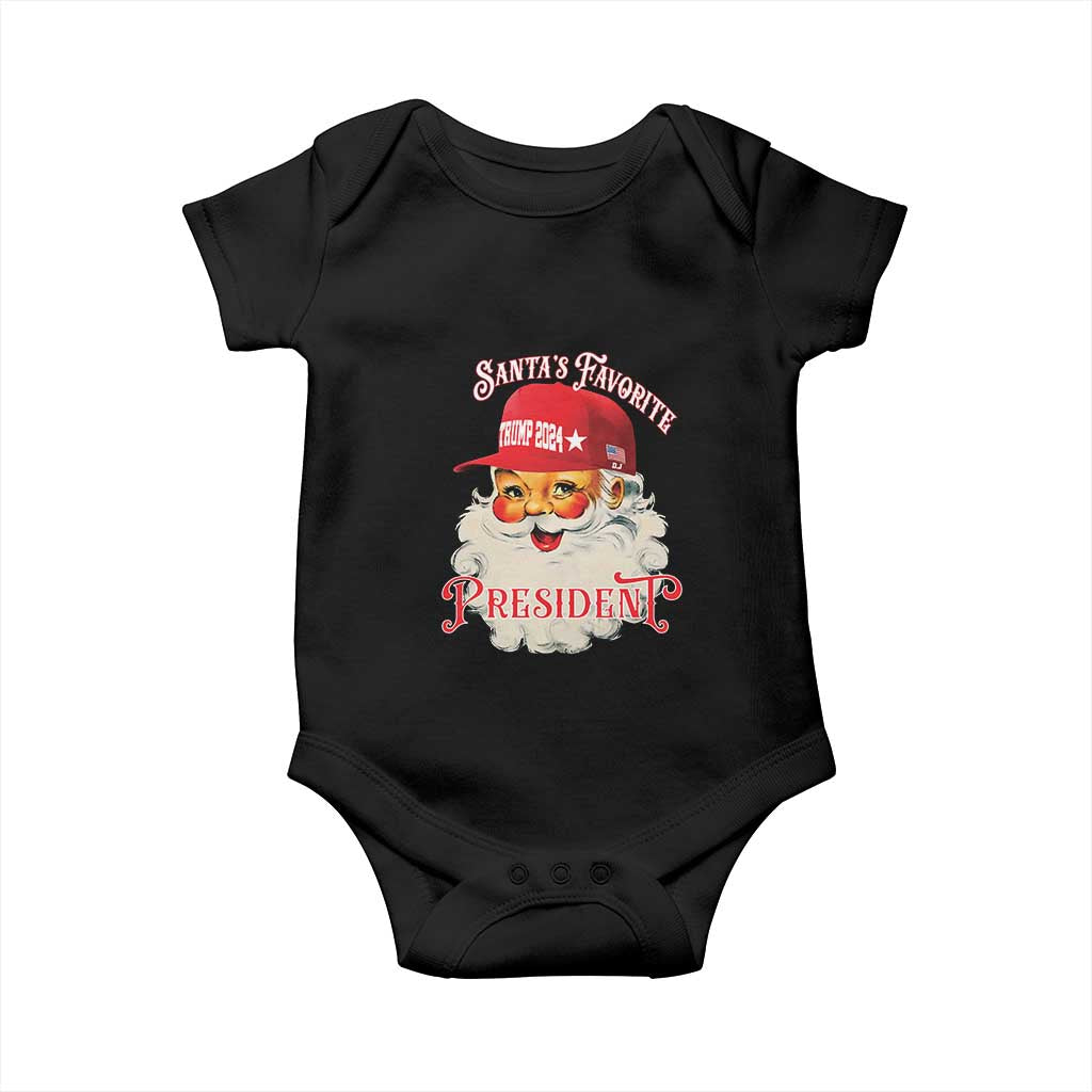 Trump Supporter Baby Onesie Santa's Favorite President Trump 2024 Christmas TS11 Black Print Your Wear