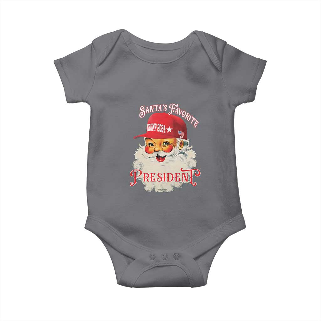 Trump Supporter Baby Onesie Santa's Favorite President Trump 2024 Christmas TS11 Charcoal Print Your Wear