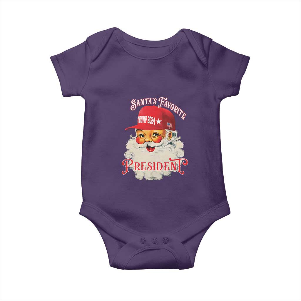 Trump Supporter Baby Onesie Santa's Favorite President Trump 2024 Christmas TS11 Purple Print Your Wear