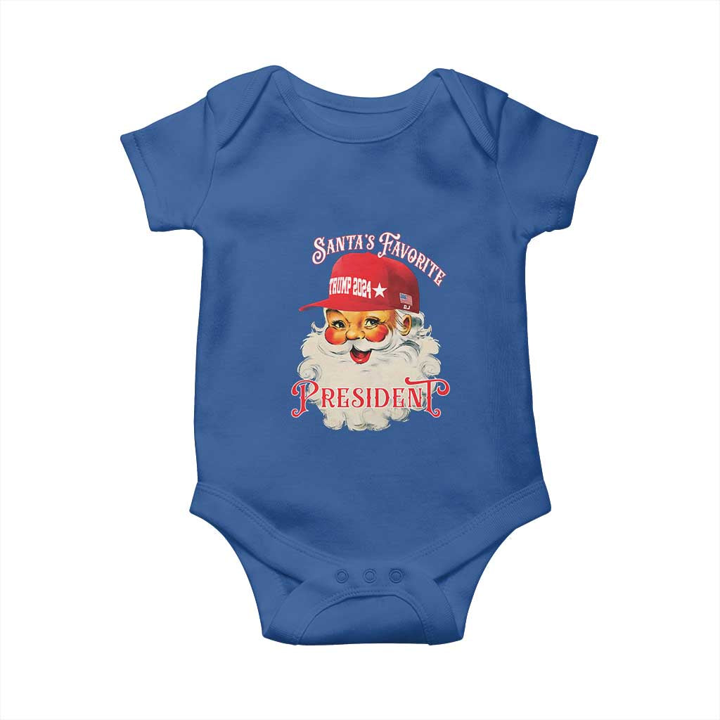 Trump Supporter Baby Onesie Santa's Favorite President Trump 2024 Christmas TS11 Royal Blue Print Your Wear