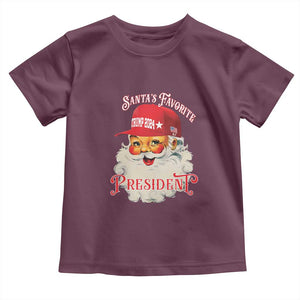 Trump Supporter Baby Shirt Santa's Favorite President Trump 2024 Christmas TS11 Maroon Print Your Wear