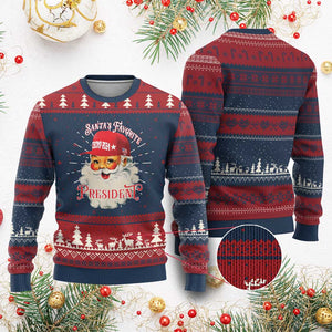 Trump Supporter Ugly Christmas Sweater Santa's Favorite President Trump 2024 Christmas TS11 Burgundy Print Your Wear