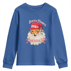 Trump Supporter Youth Sweatshirt Santa's Favorite President Trump 2024 Christmas TS11 Royal Blue Print Your Wear