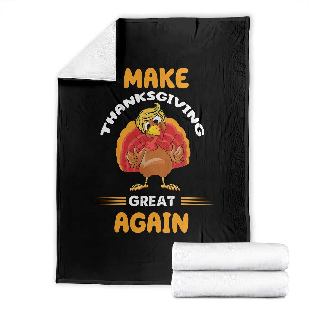 Funny Thanksgiving Trump Throw Blanket Make Thanksgiving Great Again Blond Hair Turkey TS11 Black Print Your Wear
