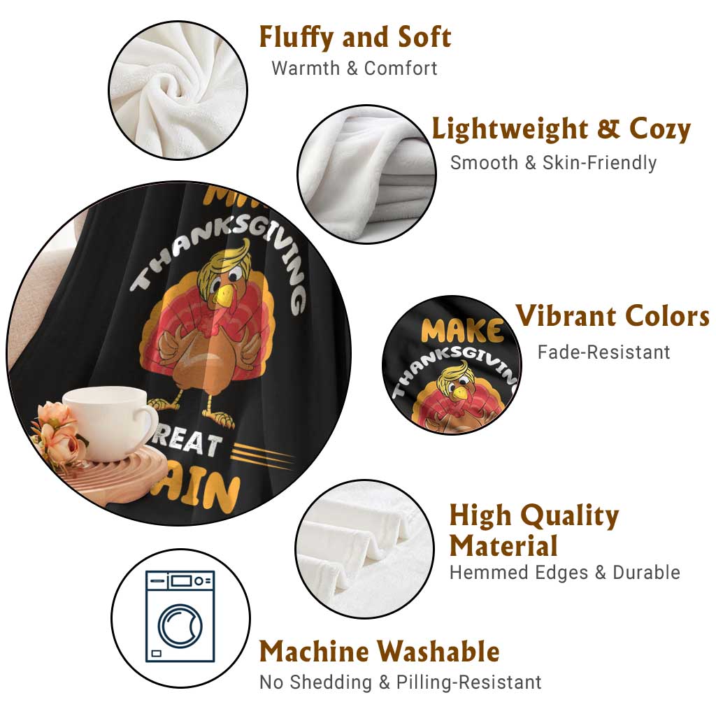 Funny Thanksgiving Trump Throw Blanket Make Thanksgiving Great Again Blond Hair Turkey TS11 Print Your Wear