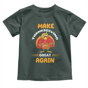 Funny Thanksgiving Trump Baby Shirt Make Thanksgiving Great Again Blond Hair Turkey TS11 Dark Forest Green Print Your Wear