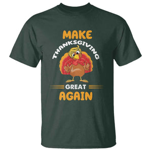Funny Thanksgiving Trump T Shirt Make Thanksgiving Great Again Blond Hair Turkey TS11 Dark Forest Green Print Your Wear
